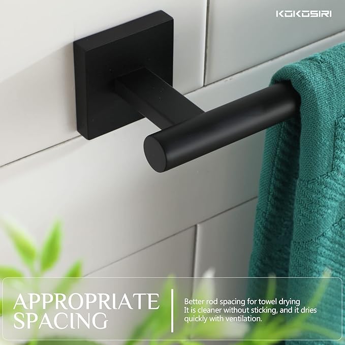 KOKOSIRI Towel Rail Bathroom Towel Bars Matte Black 20 Inch Towel Holder for Bath Cabinet Kitchen Wall Mount Stainless Steel B4005BK-L20