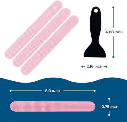 Anti-Slip Shower Stickers - Help Reduce Slipping in Bathtub & Shower, Pink Non-Slip Bath Strips, Strong Adhesive Bathtub Appliques Suitable for Homes with Kids, Adults & Seniors - 24 Pcs - Homergy