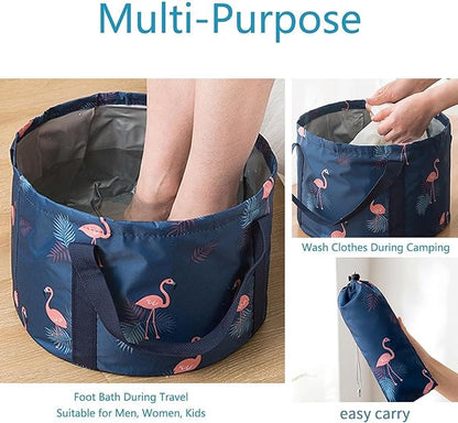Multifunctional Collapsible Bucket for Soaking Feet, Portable Foot Bath Bag, Foot Spa Soaking Feet Home Pedicure Basin Outdoor Camping for Washing, Fishing Wait Handy Carrying Bag, Large