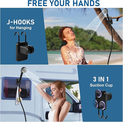 Portable Shower with Heater, Long-Lasting 6000mAh Rechargeable Camping Shower with 1500W Auto-Off Immersion Water Heater, Ideal for Outdoor Camping, Travel, Car Washing, Pet Bathing