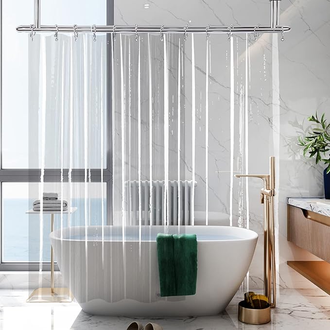 YISURE Clawfoot Tub Extra Long 78 Inch Shower Curtain, Wrap Around Clear Shower Curtain Liner 180x78 inch with 6 Bottom Magnets PEVA Extra Wide Bathtub Curtain for Bathroom Vintage Freestanding Tub