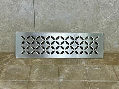 Shower Niche Shelf for Prefabricated Kerdi Board SN/-SNLT, Floral Design, Brushed 304 Stainless Steel