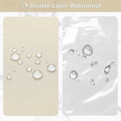 MitoVilla 3 in 1 Shower Curtain Set, Neutral Boho Farmhouse Linen Textured Bath Curtain and Clear PEVA Liner Set with 12 Double Sided Steel Hooks, Waterproof Fabric Hotel Bathroom Curtain - 72x72