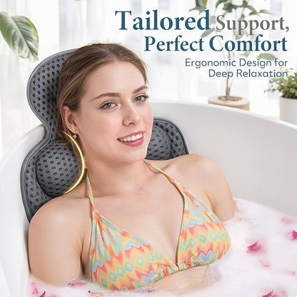 Bath Pillows for Tub, Extra Large Bathtub Cushion for Head and Neck with Soft 5D Mesh Fabric and 54 Non-Slip Suction Cups, Relaxing Tub Shower Accessories Spa Gifts