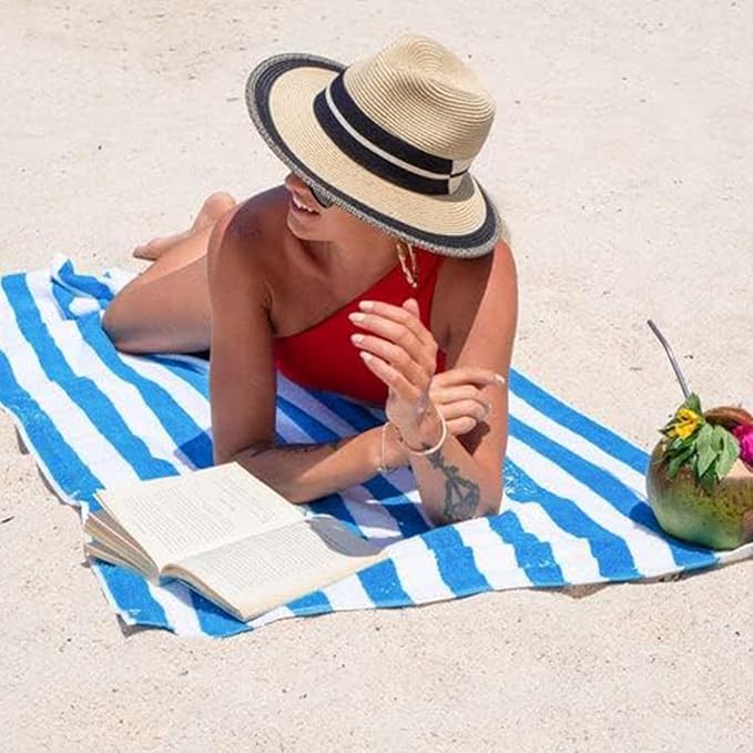 Personalized Passion Beach Towels for Adults - Custom Pool Towels with Name - Highly Absorbent Cotton - Striped Design for Women & Men - Large 70x30 Bath Sheet for Hotel, Swim & Camping - Blue