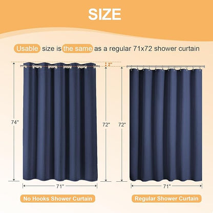 River Dream Hotel Grade No Hooks Needed Shower Curtain with Snap in Liner,Water Repellent, Machine Washable (Navy Blue, 71"x74"(W/Liner))