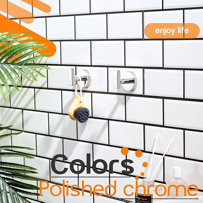 Robe Hook Polished Chrome Bath Towel Hooks Stainless Steel Wall Hooks for Bathroom Kitchen Closet Garage Door Hanger 2 Pack, AN1001CH-P2