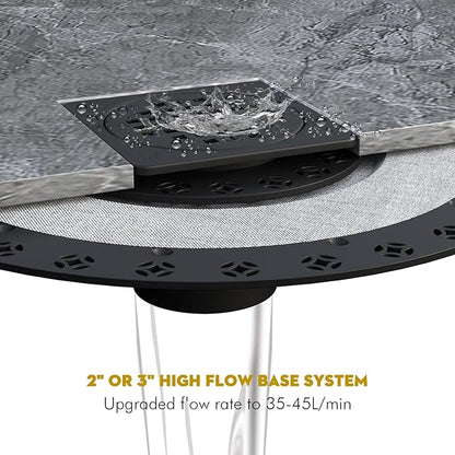 4” Drain Grate Kit - Compatible with Schluter Systems Kerdi Shower Drain - Shower Floor Drain Kit with Flange - SUS 304 Stainless Steel Grate & 2 Inch ABS Flange & CUPC Certification - Matte Black