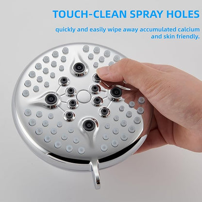 KINSE 5- Inches Shower head, Shower Faucet Set, shower kit with valve and shower head，Brass valve and stainless steel kits，Without tub spout (Chrome)
