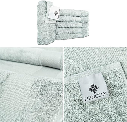 Hencely Premium 6-Pack Washcloths 12x12 Inches Soft Turkish Cotton High Absorbent and Quick Dry Dishtowel for Kitchen and Bath (Wash Cloth 6 Pack, Light Green)