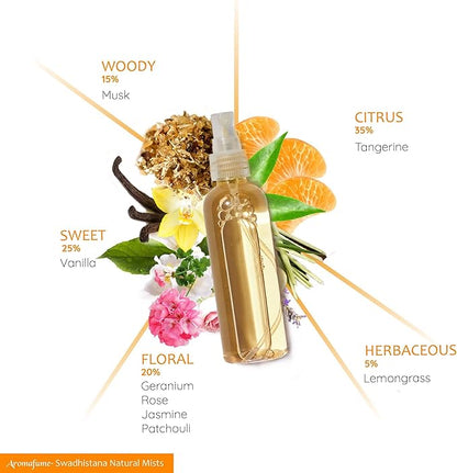 Sacral Chakra Natural Mist by Aromafume | 100ml/3.3 fl oz | Swadisthana | Aromatherapy Spray for Chakra Balance | Orange & Patchouli Extracts | Essential Oil Spray for Meditation, Yoga, Reiki