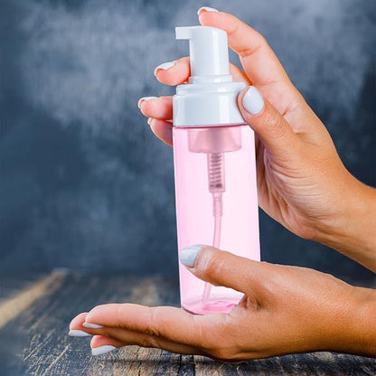 3-Pack Travel-Sized Foaming Pump Bottles - Empty Foaming Liquid Soap Dispensers - for Refillable Travel Hand Soap Shampoo Foaming Castile Cosmetics - BPA Free (100ml/3.3oz) (Pink)
