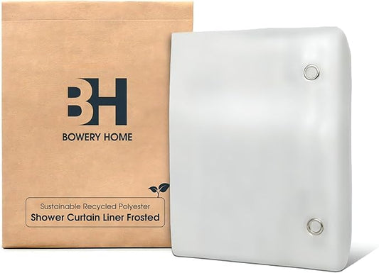 Bowery Home Eco-Friendly Recycled PEVA Shower Curtain Liner – Waterproof, Sustainable, Non-Toxic Shower Curtain Liner, with Rust-Proof Grommets, NOT Made in China - 72x72IN, 4G – Frosted