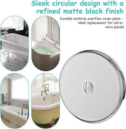 Single Hole Bathtub Drain Cover 1/8", Universal Bathtub Overflow Drain Cover with One Matching Screw for Waste and Over Flow, Tub Overflow Cover Fits Most Standard Bath Tub Drains (2PCS) (Silver)