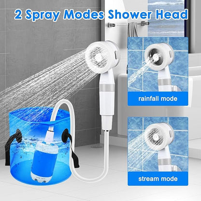 Portable Camping Shower Pump -Rechargeable Outdoor Shower Head Sprayer, Perfect for Camping, Hiking, Travel, Car Washing & Pet Cleaning