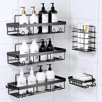 FGSAEOR 14-Pack Shower Caddy Adhesive Single Hooks for Replacement, Shower Holder Organizer Self Adhesive Wall Hooks for Bathroom Corner Shelf Basket Soap Dish