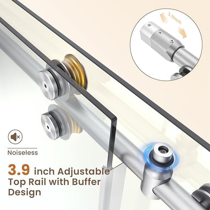 Bathbliss Glass Shower Door 44"-48" Wx76 H,Frameless Sliding Glass Door with 5/16"(8mm) Tempered Glass Shower with Brushed Nickel Finish
