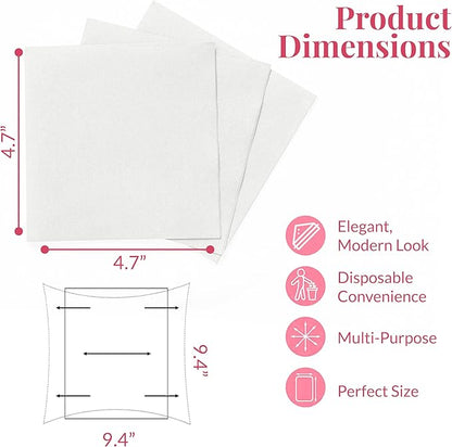 Prestee Linen Feel Guest Towels - Paper Hand Towels - Cocktail Napkins - 5inch Folded / 9.5inch Unfolded - 200 count - Soft and Absorbent Disposable Napkins for Parties and Events - White