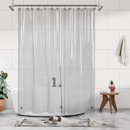 Barossa Design Shower Curtain Liner - Clear Black Premium PEVA Shower Liner with 3 Magnets and Metal Grommets, Waterproof Lightweight Standard Size Curtains for Bathroom - Translucent Black