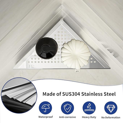 Corner Shower Shelf, 10" Polished 304 Stainless Steel Recessed Shelves for Bathroom, Grout in Shelf Racks for Tiled Wall, 2 Pack