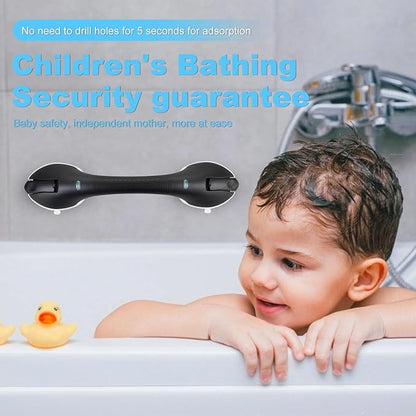 Suction Grab Bars for Bathtubs and Showers, Heavy Duty Shower Handle Removable Shower Handrails for Kids, Bathroom Safety Grip Waterproof(Black)