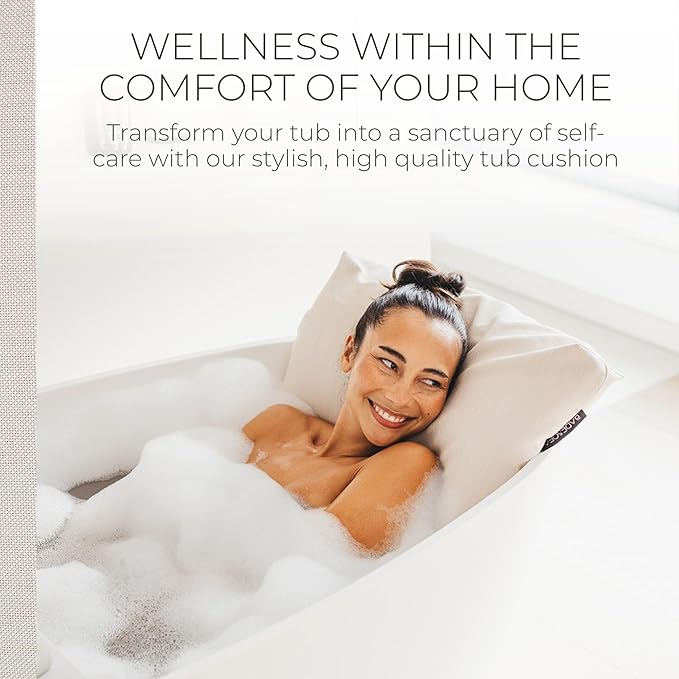BADESOFA® Luxury Bath Pillow M - Lusciously Soft & Comfortable Tub Pillow for Bathtub - Washable & Quick-Drying Bath Back Pillow - Non-Slip Full Body Tub Pillow - Luxury Spa Cushion in Ivory Pearl