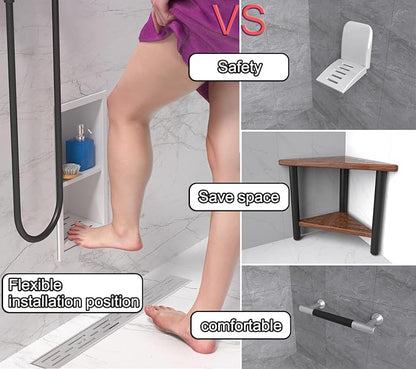 Shower Foot Rest for Shaving Legs,Double Layer Niche for Footrest,Shower Footrest for Insert Wall,Stainless Steel 304，Matte White,12.2 in x 4.8 in x 3.9 in