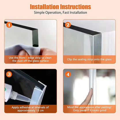 Frameless Soft Shower Door Sweep Seal Drip Rail, Glass Shower Silicone Door Seal Strip,Weatherproof Silicone Seal Fit for Glass (H Type, 8mm (5/16"))