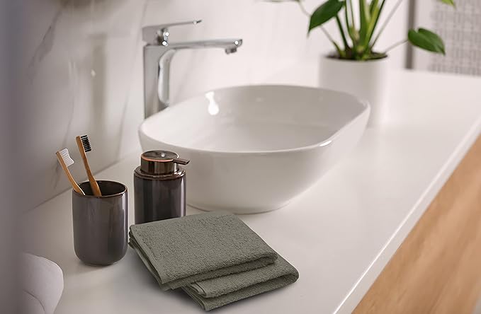 Softolle 100% Cotton Washcloths 24 Pack (12x12 Inches) Soft, Highly Absorbent Washcloth, Face Towels, Wash Cloths for Face, Ring Spun, Bulk Pack (Taupe)