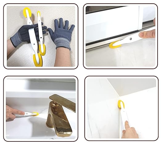 Caulk Caulking Silicone Sealant Finishing Tool (4-Size)- Ideal for DIY, Waterproofing, Grouting. Durable Urethane Rubber Design, Scratch Prevention (Two-Way (S) 3P)