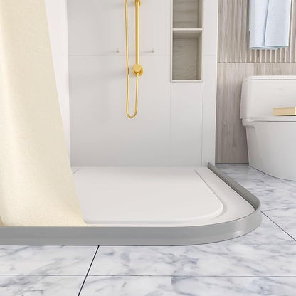 Raycity 3" High Shower Threshold Water Dam 59 IN Collapsible Shower Water Splash Guard for Curbless Shower Threshold Barrier Water Stopper for Wet and Dry Separation Bathroom and Kitchen (Grey)