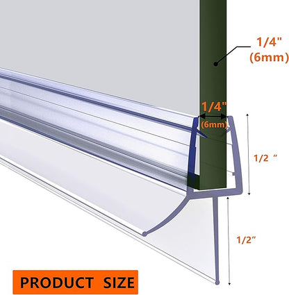 Frameless Shower Door Bottom Seal 2-Pack Think 1/4"(6mm) Long 36''(914mm) Shower Door Sweep to Create a Water Barrier Shower Door Seal Strip Design to Stop Leaks