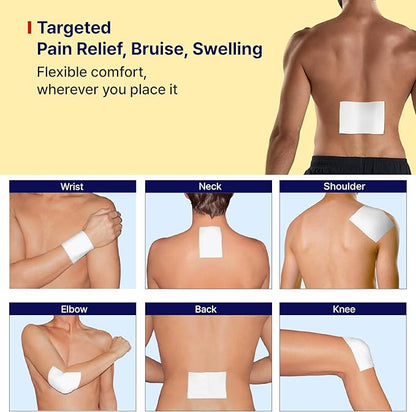 Arnica Hydrogel Pain Relief Patches | Natural Relief for Muscle, Joint, Bruises & Swelling | Flexible, Non-Greasy & Long-Lasting | Great for Back, Knee & Neck Pain (3.9"x4.7", 10, Count)