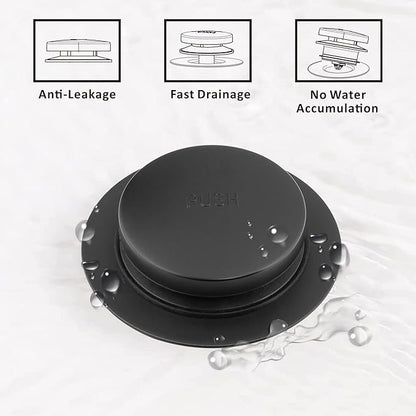 Artiwell Universal Tip Toe Bath Drain Stopper and Cover, Bathtub Drain Stopper, Replaces Lift and Turn, Tip-Toe and Trip Lever drains for Tub, EZ Installation and Clearing (MATT Black)
