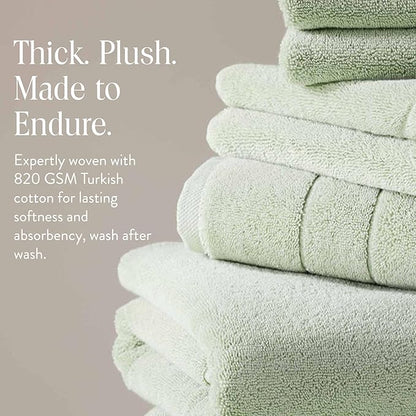 Brooklinen Super-Plush Turkish Cotton Bath Towels - Set of 4 - Cotton, 820 GSM, Highly Absorbent, Machine Washable, Perfect for Home & Bathroom (30" x 58", Aloe Green)