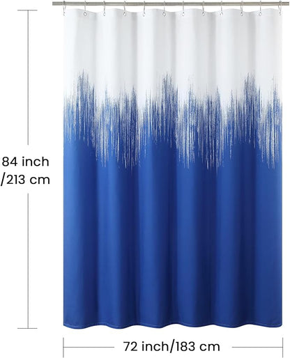 Extra Long Fabric Shower Curtain, Royal Blue Microfiber Cloth Shower Curtains for Bathroom, Modern Waterproof Bathroom Curtains, 72" W x 84" H