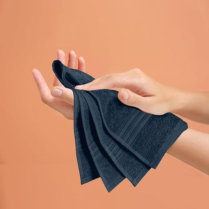 BOUTIQUO Ultra Soft Cotton 6 -Piece Hand Towel Set 16x24 Inch, Ideal for use in Bathroom, Kitchen, Gym, Spa & General Cleaning, Compact & Lightweight Multi Purpose Hand Towels - Mineral Blue