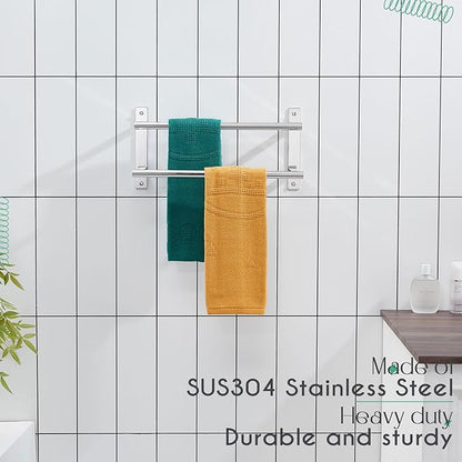 KOKOSIRI Bathroom Towel Racks 16 Inch Double Towel Bars Bath Towel Holder Towel Storage Towel Shelves Wall Mount Stainless Steel Polished Chrome B5010CH-L16