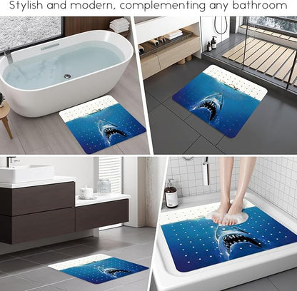 Bathtub Mat Non Slip, Shark Square Bath tub Mat Shower Floor Mat with Suction Cups for Adults Kids Elderly 21 X 21 Inch