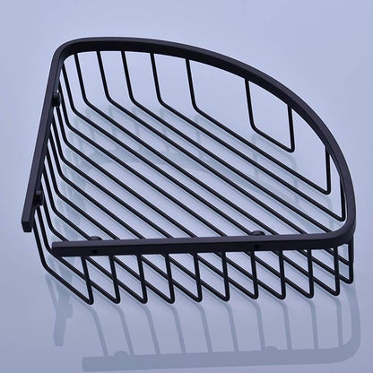 304 Stainless Steel Shower Caddy Corner Basket Shelf Bathroom Organizer Wall Mounted Storage, Matte Black Plated Finish Heavy Duty