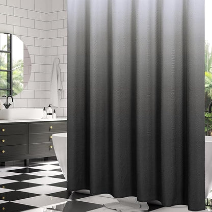 Gibelle Ombre Black Shower Curtain, 3D Embossed Textured Herringbone Fabric Shower Curtain, Modern Farmhouse Bathroom Decor Soft Cloth Shower Curtain Set with Hooks, 72x72