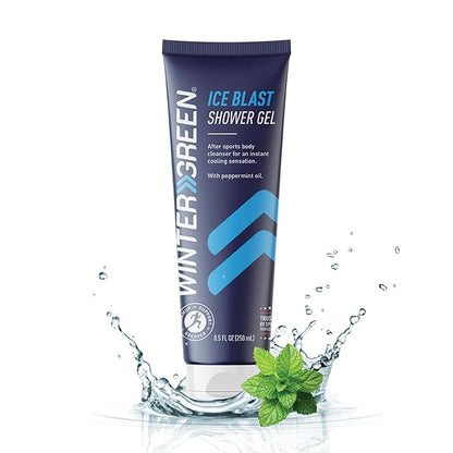 Wintergreen Ice Blast Shower Gel, 8.5 oz – Cooling Post-Workout Body Wash for Men and Women, Infused with Peppermint Extracts, Deep Cleansing and Refreshing for Athletes