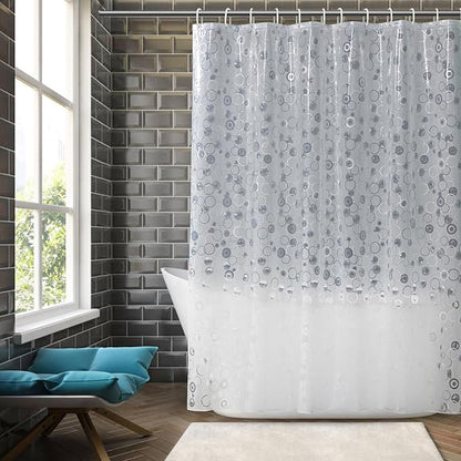 AooHome Plastic Shower Curtain Liner - EVA 3D Circle Pattern Design Water Repellent, 10G Heavy Duty, Semi Transparent, 72x84 Inch