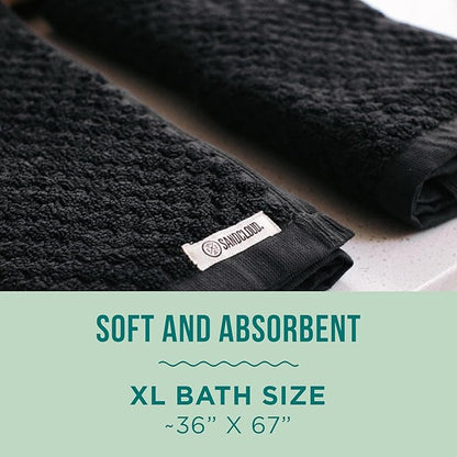Sand Cloud Turkish Bath Towels for Bathroom, Set of 2 (Atom Charcoal, Extra Large) - Soft Linen Turkish Organic Cotton Yarn is Luxurious & Absorbent - Premium Shower & Bathroom Towels Dry Faster