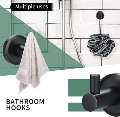 Bathroom Hardware Set Oil Rubbed Bronze Towel Bar 5 Piece for bathoom, Elegant Bathroom Accessory kit Inclusions 24 inch Wall Mounted Towel Rack 18 inch Towel Rod,Towel Ring, Hook,Toilet Paper Holder