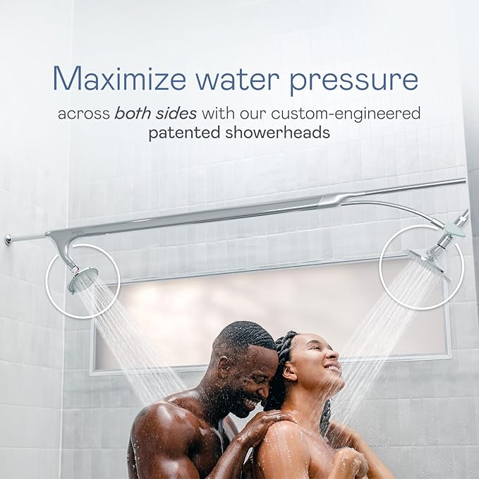 BOONA High Pressure Shower Head System for 2 People as Seen on Shark Tank | Dual Spray, Hotel Quality w/Max Pressure, Rainfall & Swedish Massage Settings | Easy Install, King Krome