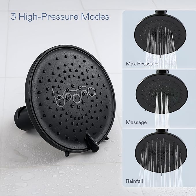 BOONA Original Tandem Shower as Seen on Shark Tank | Dual Shower Head for Couples | Spa-Like Water Pressure, Rainfall & Swedish Massage Settings | Easy Install, Midnight Black