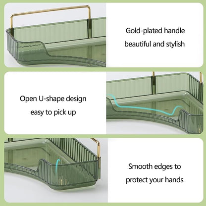 2-Tier Corner Bathroom Counter Organizer – Storage Shelf for Makeup, Perfume & Skincare, Space-Saving Countertop Tray Fits Bathroom, Dresser, Kitchen (Green)
