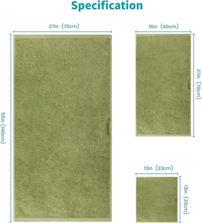 SEMAXE 12-Piece Family Bathroom Towel Set - 100% Cotton, 4 Bath Towels, 4 Hand Towels, 4 Washcloths, Ultra-Soft and Super Absorbent, Lighter Weight