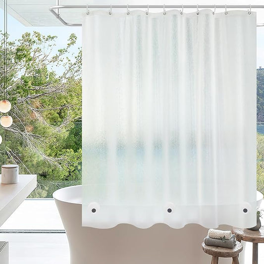 60 x 60 inch Small EVA Frosted Shower Curtain Liner, Bpa-Free Shower Curtain Short with 3 Extra-Large Magnets, Waterproof Vinyl Bathroom Window Curtain Translucent for Privacy